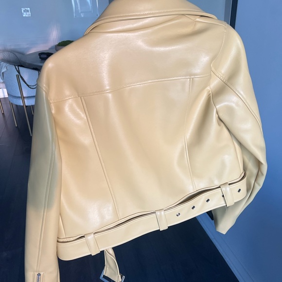 Urban Outfitters Yellow Faux Leather Moto Jacket Med - Picture 7 of 8